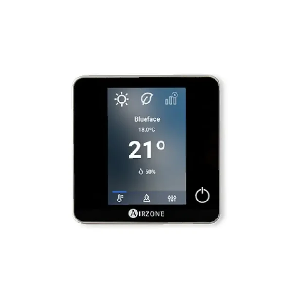 Thermostat filaire Airzone Flexa Blueface Zero noir écran tactile couleur contrôle zone