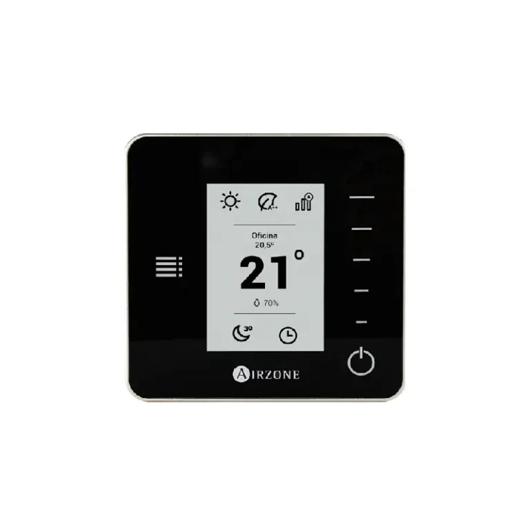 Thermostat radio Airzone Think 8 Z noir encre électronique acier verre trempé contrôle de zone