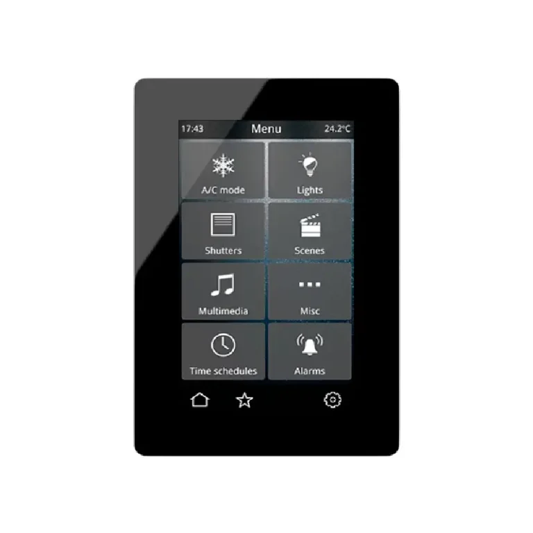 Écran tactile capacitif KNX 4,3 po Iddero VERSO 2 finition verre blanc ou noir – 96 fonctions