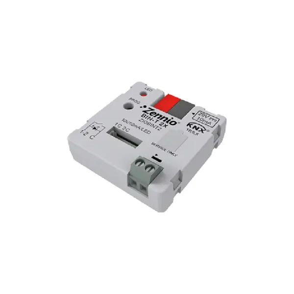 Zennio BIN-T 2X interface KNX 2 entrées binaires sorties LED sonde température encastrable