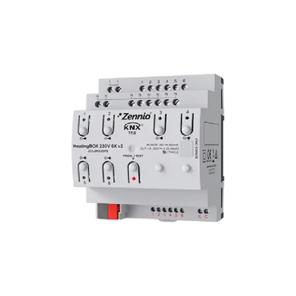 Actionneur chauffage KNX Zennio HeatingBOX 230V 6X v2 – 6 sorties vannes tout-ou-rien 230V AC