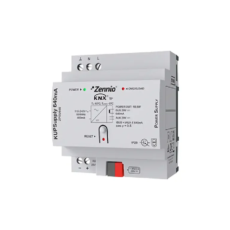 Source d'alimentation KNX 640 mA Zennio KUPSupply avec sortie auxiliaire 29V DC sur rail DIN