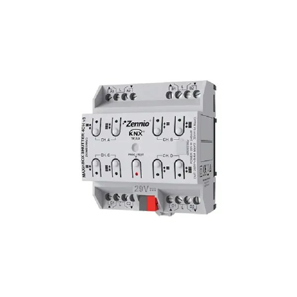Actionneur volet rail DIN 4 canaux KNX Secure Zennio MAXINBOX SHUTTER 4CH V3