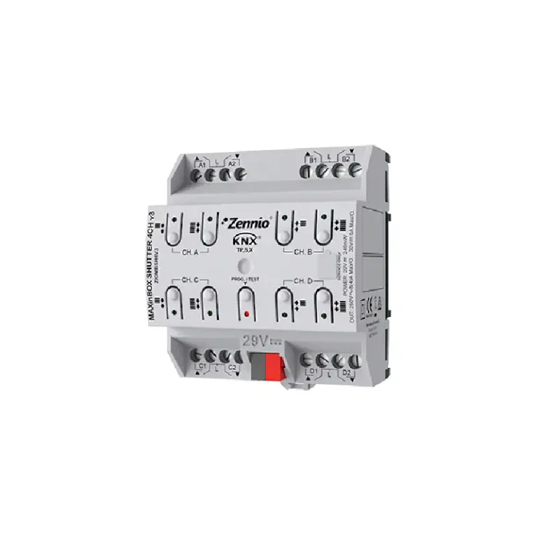 Actionneur volet rail DIN 4 canaux KNX Secure Zennio MAXINBOX SHUTTER 4CH V3