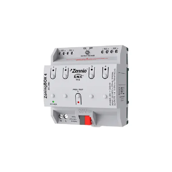 Actionneur DIN Zennio ZONINGBOX 4 pour zonage climatisation KNX 4 zones 12/24 VDC