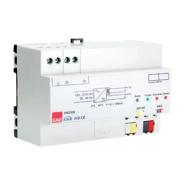 Alimentation bus KNX 320mA EAE PS320A – double sortie 30V DC SELV protection surcharge