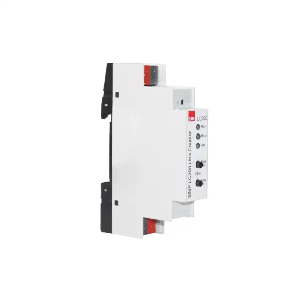 Coupleur de ligne KNX TP EAE LC200 – isolation galvanique, filtrage bus et LEDs diagnostic
