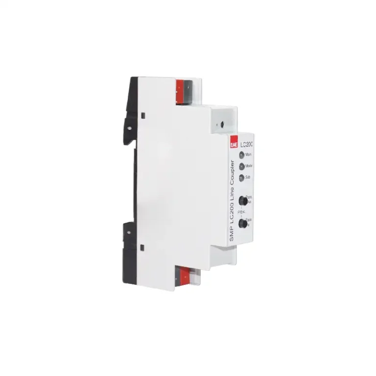 Coupleur de ligne KNX TP EAE LC200 – isolation galvanique, filtrage bus et LEDs diagnostic
