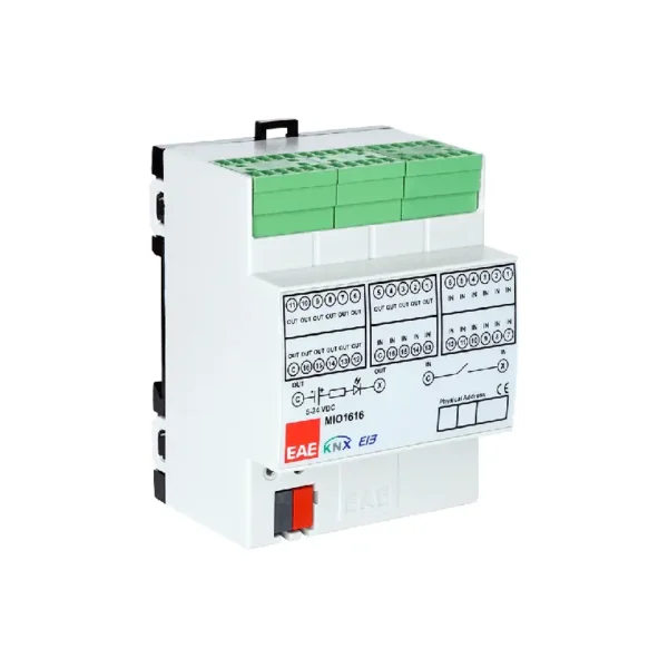 Interface KNX Multi I/O EAE MIO1616 – 16 entrées binaires et 16 sorties lampes signal