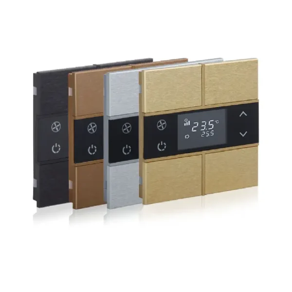 Thermostat KNX EAE Rosa Metal – boutons tactiles, écran LCD, capteurs température et humidité